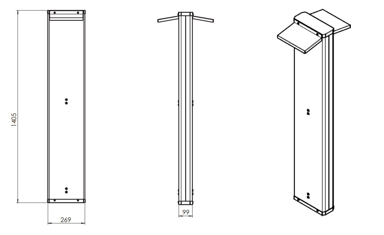 Latauslaitteen tolppa 60mm putkeen